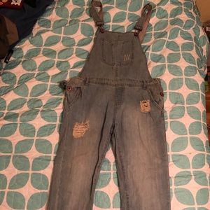 Ripped Jean Overalls